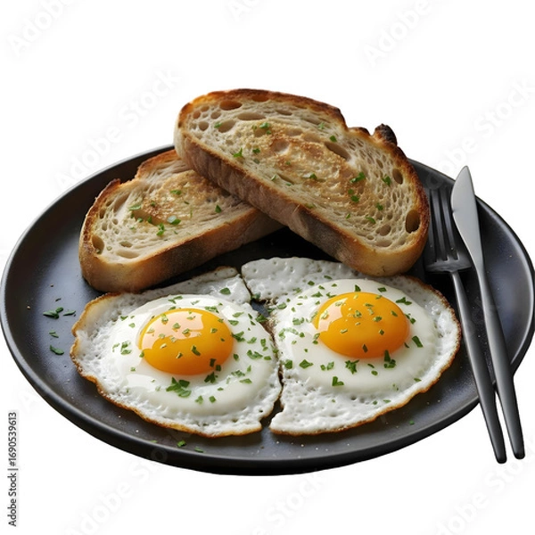 Obraz fried eggs with toast transparent background