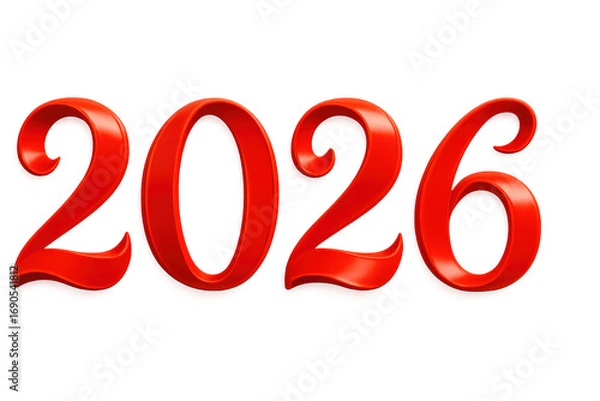 Fototapeta A Bold and Vibrant Representation of the Year 2026 in Eye-Catching 3D Letters Against a Warm Gradient Background isolated on white or transparent png