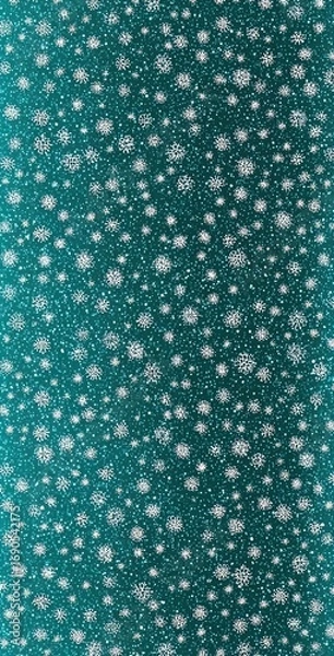 Fototapeta Abstract teal background with a dense scattering of small, pale circles of varying sizes, creating a textured, speckled effect