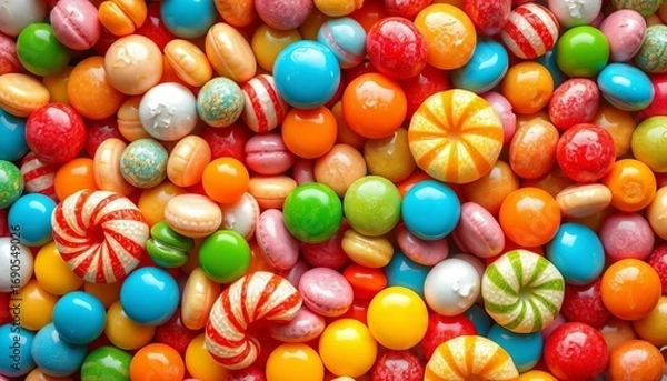 Obraz A vibrant array of assorted candies viewed from directly above,  chocolate,  candy background
