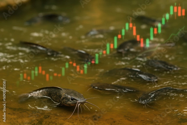 Obraz Catfish breeding event in natural habitat aquatic environment underwater perspective wildlife conservation