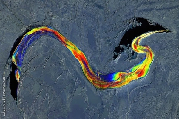 Obraz Colorful river winding through a landscape