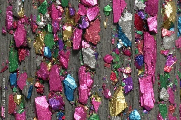 Fototapeta Close-up of colorful, crushed pigments on dark surface