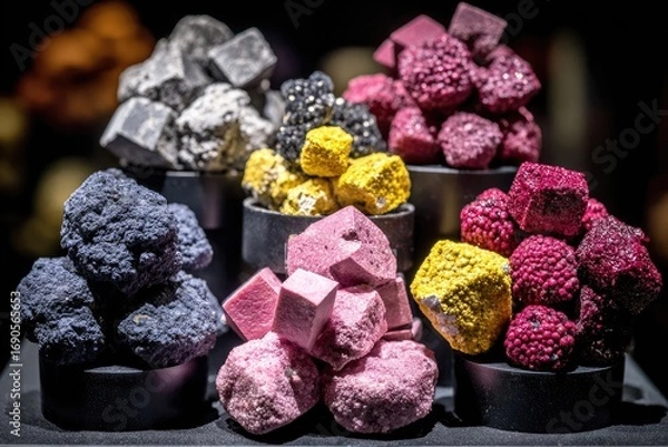 Fototapeta Colorful mineral specimens on display