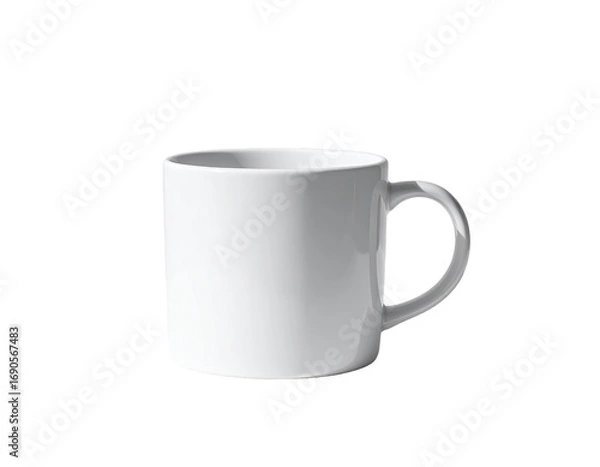 Fototapeta White mug, simple and round, with handle