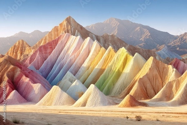 Fototapeta Colorful mountains range in a desert landscape