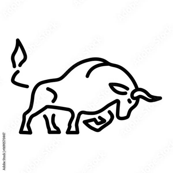 Fototapeta A line style icon depicting a bull