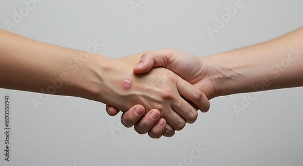 Fototapeta Hands Clasped in a Minimalist Handshake: A Study in Human Connection