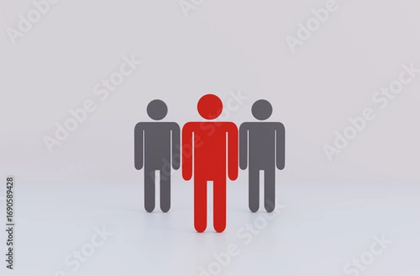 Fototapeta leadership teamwork creative idea concept red people outstanding with executive diversity trust team success dealing together cooperative. business success project plan leader.