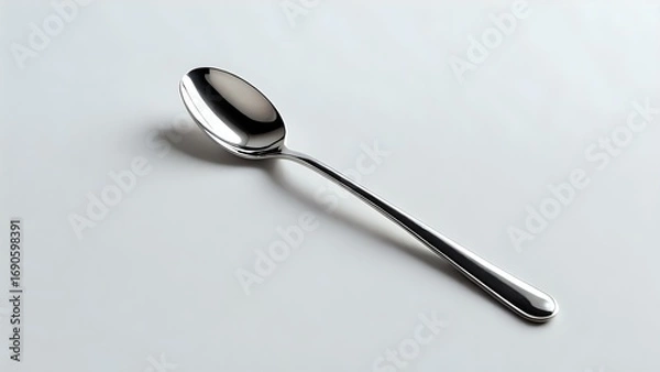 Fototapeta Sleek, modern teaspoon isolated on a clean white background, perfect for minimalist kitchenware or restaurant design projects.
