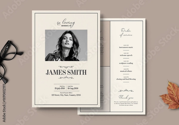 Obraz Elegant Funeral Program Template