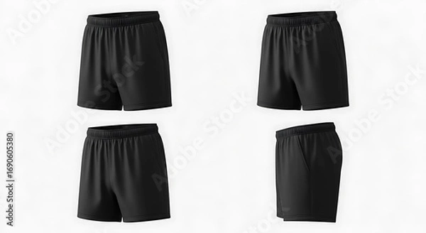 Fototapeta Black Athletic Shorts - Multiple Views.
