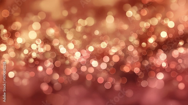 Fototapeta Warm peachy bokeh lights creating a soft and dreamy abstract background.
