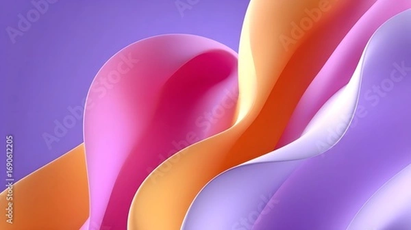 Fototapeta Undulating, fluid shapes in a vivid, contemporary color palette create a dynamic, surreal abstract landscape.