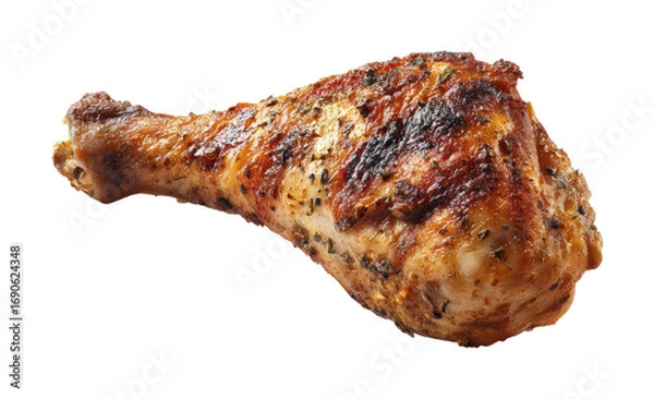 Obraz Grilled chicken drumstick recipe kitchen food culinary delicious isolated on transparent background, png