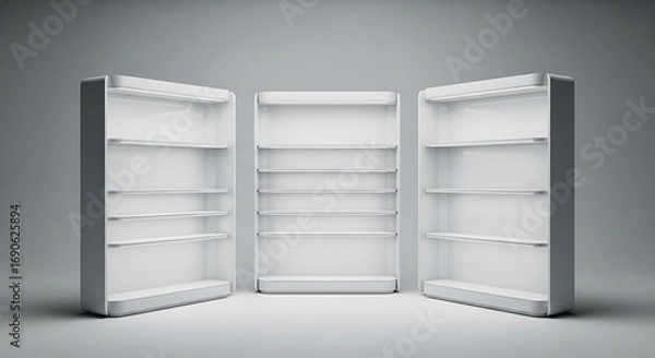 Obraz Empty White Refrigerators, Minimalist Design.