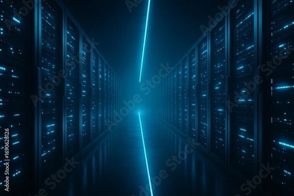 Obraz Neon Data Center Corridor