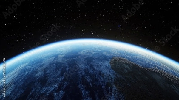 Fototapeta Earth from Space with Atmosphere and Stars
