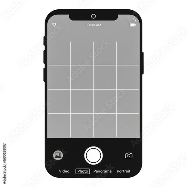 Obraz Smartphone camera interface with grid overlay and shutter button