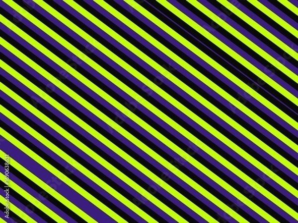Obraz Diagonal stripes pattern in neon green, purple, and black.