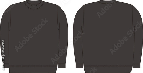 Obraz アパレル製品、スエットシャツの絵型（平面図）黒色
Apparel product, sweatshirt pattern (top view) black