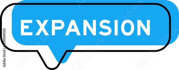 Fototapeta Speech banner and blue shade with word expansion on white background