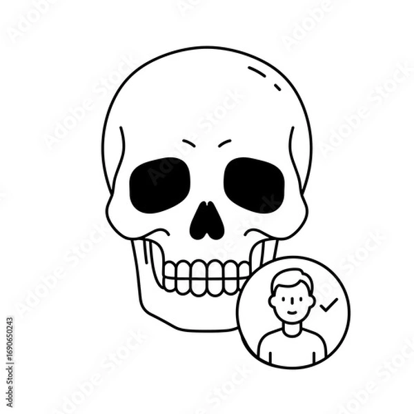 Obraz Skull outline drawing with human profile