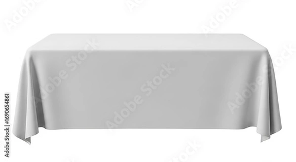 Fototapeta Empty White Tablecloth on Table for Mockup.