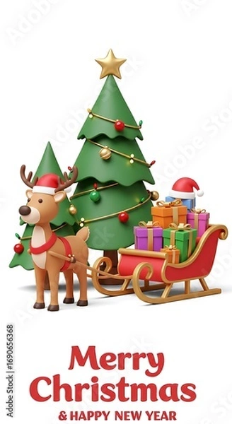 Fototapeta Reindeer's Christmas Delivery