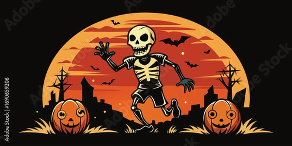 Obraz Black t shirt design with a spooky halloween graphic