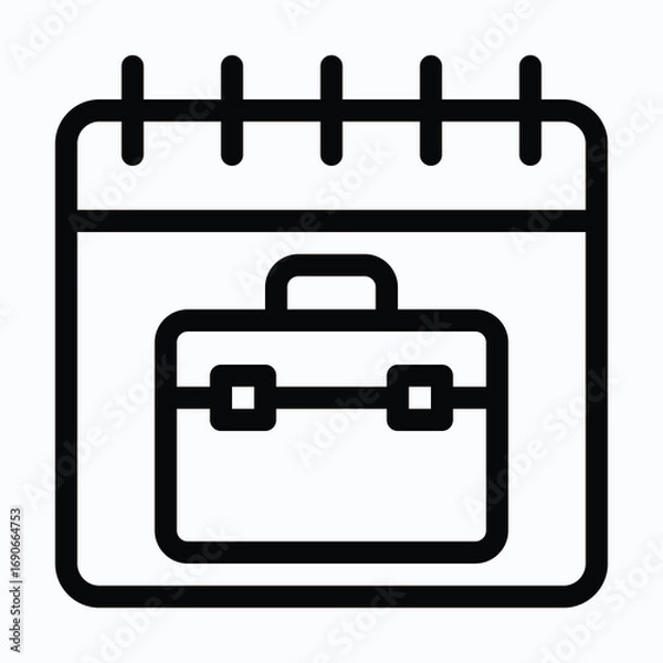 Fototapeta Briefcase Vector Icon, Bag, Portfolio Symbol Vector Calendar Icon. Lineal Vector Icon.