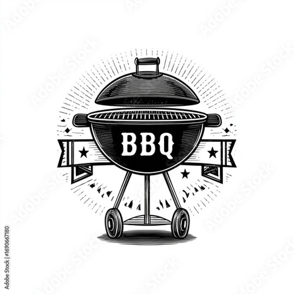 Obraz simple logo icon, BBQ, vector

