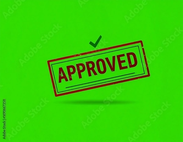 Fototapeta Approved stamp icon on green background