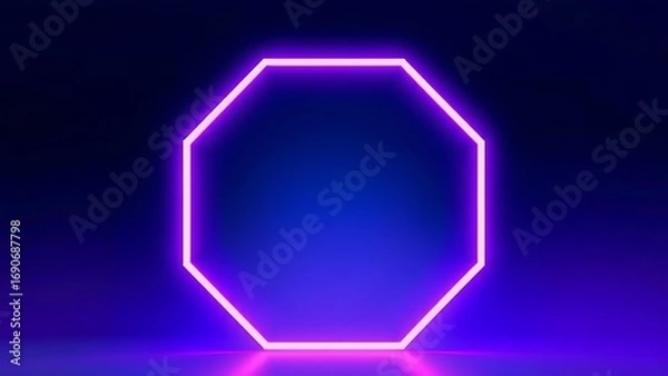 Fototapeta Futuristic composition of glowing geometric shapes in blue and purple gradients.