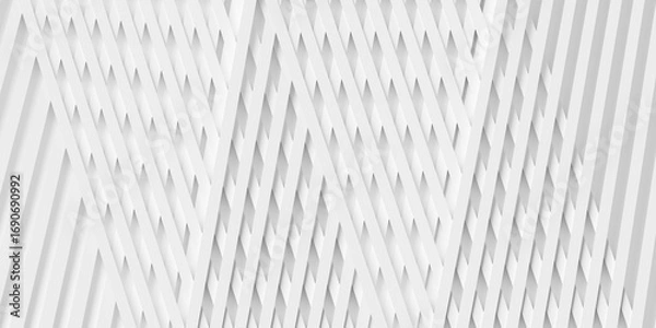 Fototapeta Modern minimal white overlapping zig-zag line groups, geometry pattern template background