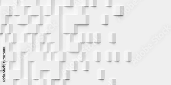 Fototapeta Randomly shifted offset wide lines or blocks geometry background wallpaper banner fading out with copy space, flat lay