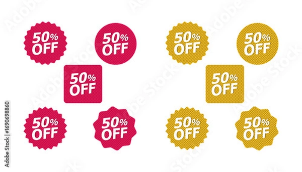 Obraz Discount 50% Offer Price red and yellow  Label and Flat Design stock illustration