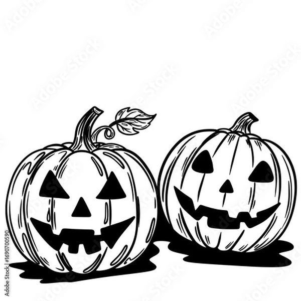 Obraz Halloween Pumpkin Line Art – Spooky Jack O Lantern Sketch