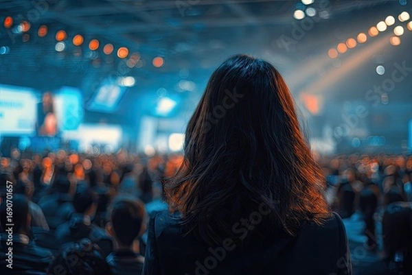 Obraz Woman attendee at large conference