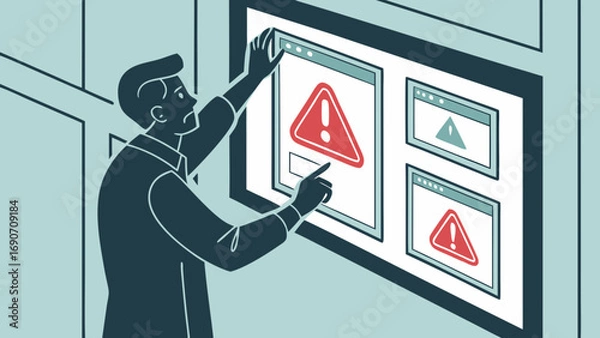 Obraz Troubleshooting computer problems error alert technical issue system failure digital display problem solving webpage error website malfunction online error internet problem technical support IT suppo.