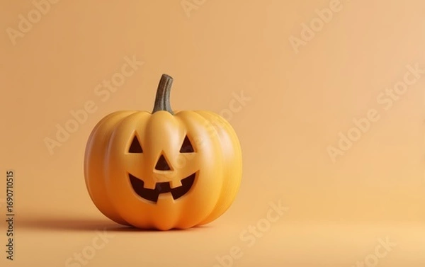 Fototapeta A pumpkin with a smiley face on it