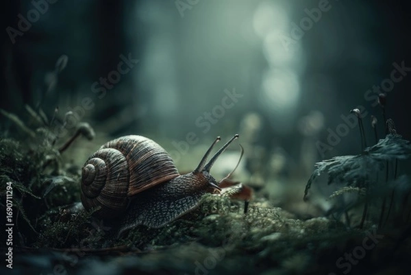 Obraz Snail in a mystical forest