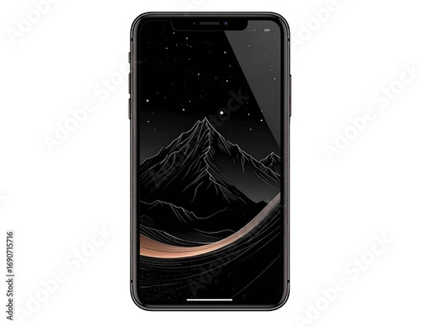 Fototapeta Black Screen Smartphone Front View for App Presentation