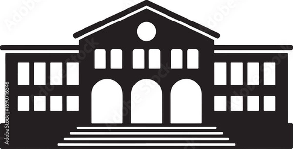 Fototapeta Architectural Silhouette of a Grand Building Facade with Classical Design Elements and Steps