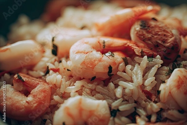 Obraz Close-up of shrimp and rice dish (4)