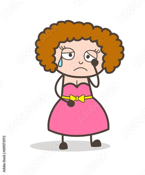 Fototapeta Cartoon Emotion Lady Crying Face Vector