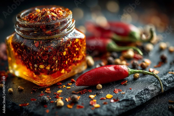 Fototapeta Exploring the vibrant flavors of chamoy pickle in a close-up presentation
