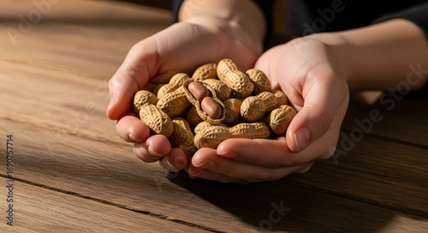 Obraz hands holding nuts