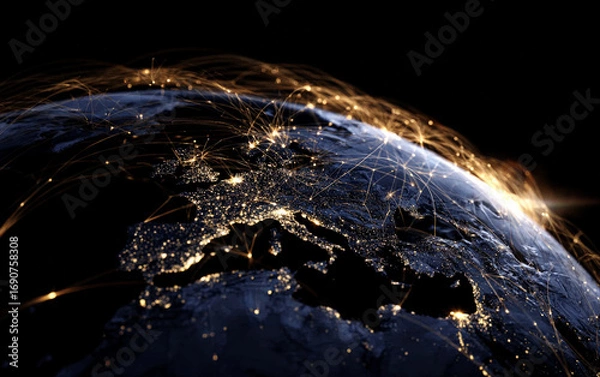 Fototapeta Global Network Connectivity Showcasing Digital Interconnections