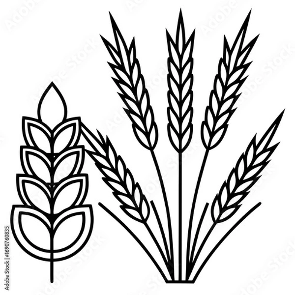 Fototapeta Wheat Bundle Vector Icon